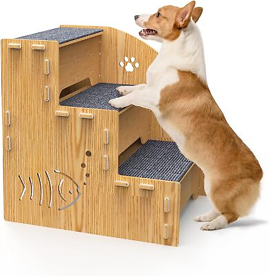 #ad Wooden Dog Stairs for Small Dogs 13.8 Inch High3 Steps Pet wooden $44.71
