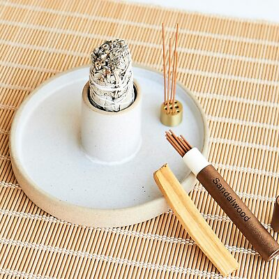 #ad Incense Burner Ceramic Round Modern Medium White Polished Solid For Home Decor $55.00