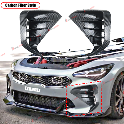 #ad For KIA Stinger 2017 2023 Carbon Style Front Bumper Vent Hole Cover Body Kit $69.99