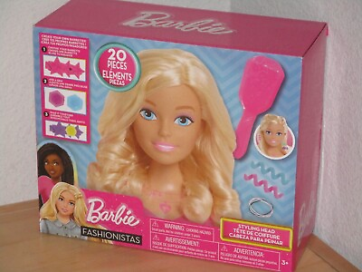 #ad Barbie Fashionistas 8 Inch Styling Head Blonde 20 Pieces Include Styling New Box $18.75