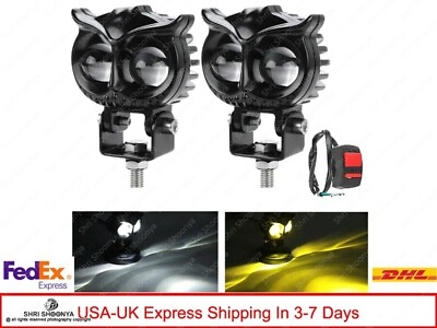#ad Owl Led Fog Light Projector Bar with White Yellow Led DRL Light for Cars Bikes $49.99
