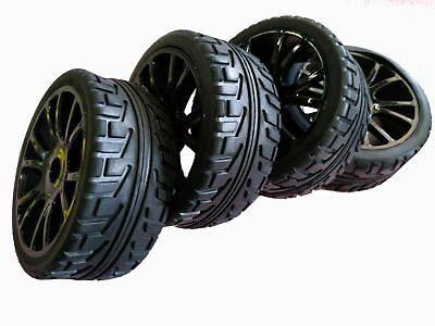#ad 4PCS 1 8 RC Rubber Tires Wheels Rims Hex 17mm For RC On Road Buggy Car $26.50