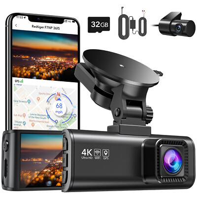 #ad REDTIGER Car Camera Dash Cam Front and Rear Built in WiFiamp;GPS Parking Mode $134.99