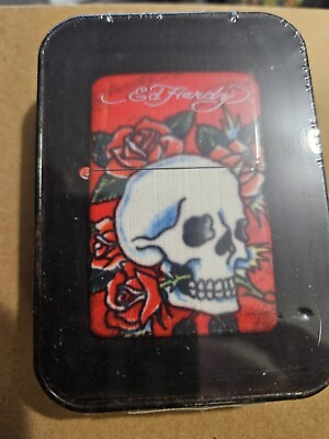 #ad Ed Hardy Lighter Flip Top Refillable Collectible By Christian Audigier Skull $15.00