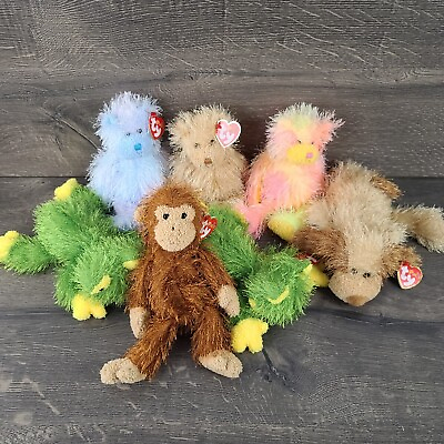 #ad Lot of 7 TY Punkies Collection Animals Bear Monkey Frog Dog Tie dye. $28.95