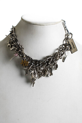 #ad Chopova Lowena Womens Silver Tone Carabiner Charm Chain Necklace 17quot; $109.99