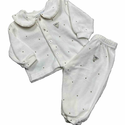 #ad BABY GUESS Two Piece Velour Outfit Girl’s SZ Medium 6 Mths Creme Gold Stars NEW $10.00