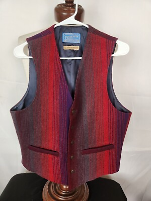 #ad 🚨🔥Vintage Western High Grade Wool Pendleton Vest 38 Red Purple Minty Rare $249.99