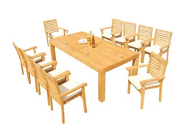 #ad DSHR A Grade Teak 11pc Dining Set Canberra Rectangle Table Stacking Arm Chairs $3368.92