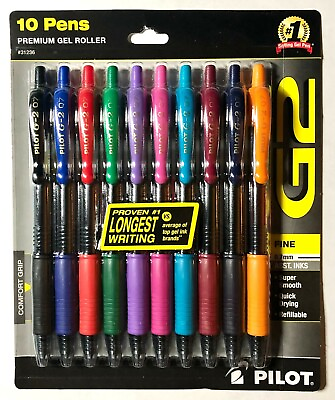 #ad PILOT G2 Premium Rolling Ball Gel Pens Fine Point Assorted Colors 10pk NEW $13.85