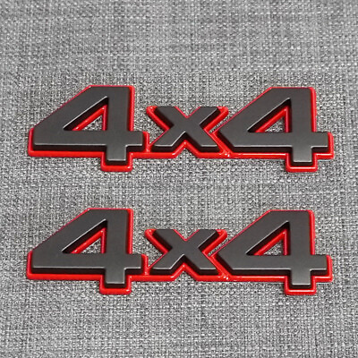 #ad For 4X4 Decal Fender Tailgate Emblem Badge 3D Nameplate Red Edge trunk 2Pc $14.99