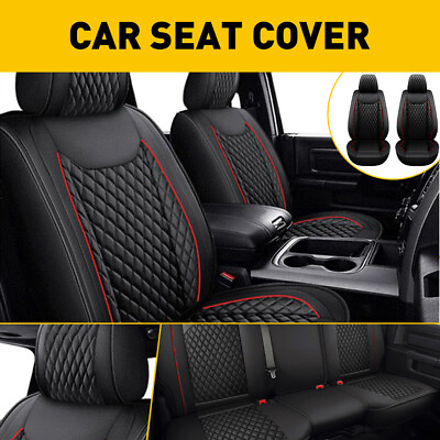 #ad Front Rear Seat Covers Set Black Red Truck SUV Car For Dodge Ram 1500 2500 3500 $134.99