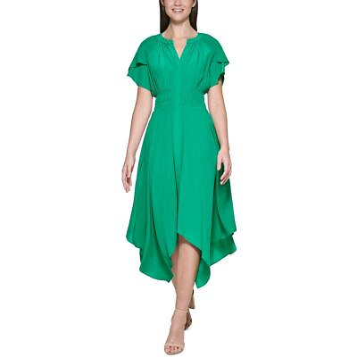 #ad Kensie Dresses Womens Gathered Mid Calf Flutter Sleeves Midi Dress BHFO 0175 $16.99