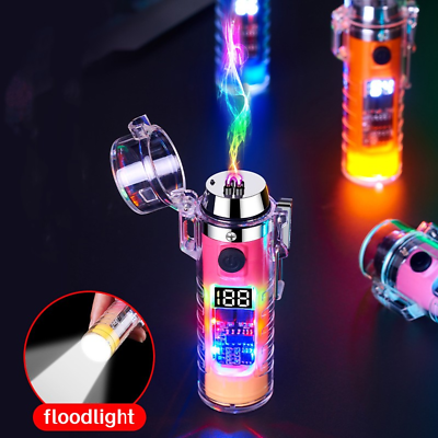 #ad USB Rechargeable Waterproof Electric Lighter Dual Arc Plasma Flameless Windproof $11.99