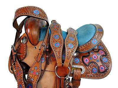 #ad TRAIL SADDLE WESTERN HORSE BROWN LEATHER PLEASURE CHILD YOUTH PONY TACK 10 12 13 $266.42