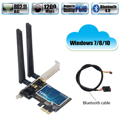 #ad PCI E WiFi Card Dual Band 1200Mbps Wireless AC Network Bluetooth 4.0 PC Adapter $13.17