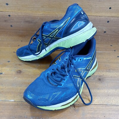 #ad Asics Shoes Gel Nimbus 19 Running Shoe Blue Neon Green Mens Size 10 T700N $32.95