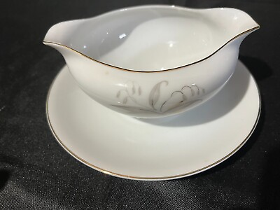 #ad Kaysons Fine China Golden Rhapsody 1961 Vintage Gravy Boat with Plate Japan $5.99
