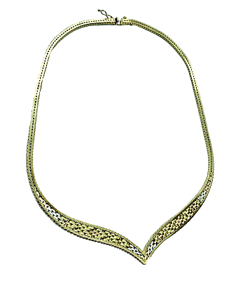 #ad Vintage Solid 14k Italian Tri Color Gold Chevron V Ladies Necklace $1880.00
