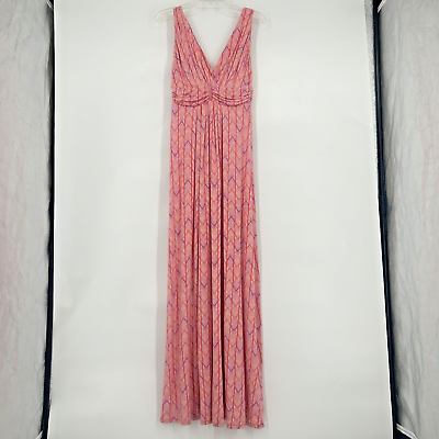 #ad Tart Collections Adrianna Maxi Dress Pink Stripe Empire Waist Stretch Size M $30.00