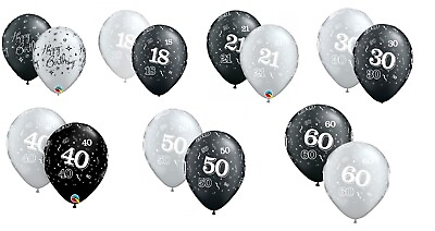 #ad Qualatex Milestone Ages Black Latex Balloons 11quot; Inch Packs of 25 Birthday Party GBP 12.95