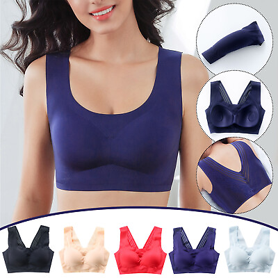 #ad Women Ultra Thin Ice Silk Bra Comfortable Plus Size Seamless Wireless Sports $16.73