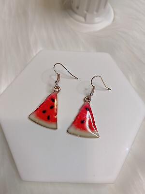 #ad Watermelon Slice Drop Earrings Melon Fruit Summer Vacations Fun Gift New $9.99