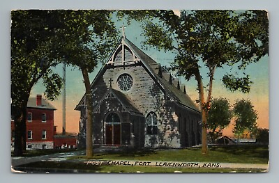 #ad Post Chapel Fort Leavenworth Kansas Postcard $2.50
