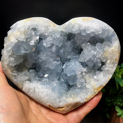 #ad 1716g Natural Blue Celestite Crystal Geode Cave heart Mineral Specimen Healing $197.00