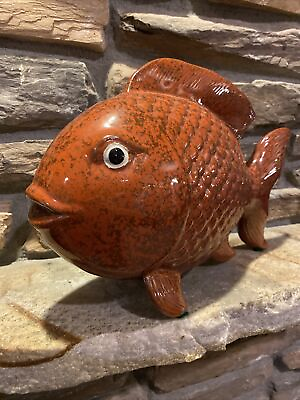 #ad Vintage Japanese Ceramic Large Koi Carp Fish Statue Figurine 14” Numbered $119.00