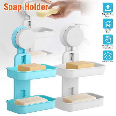 #ad Double Soap Dish Shower Stainless Steel Wall Mounted Bar Holder Bathroom Kitchen $10.98