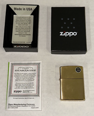 #ad Zippo 204B Gold Brass Lighter Case Box Papers No Insert Retail $21.95 USA $17.49