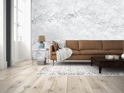 #ad White Marble Wall Mural 144Wx100H Removable Realistic Texture Grey Grain $30.00