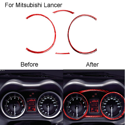 #ad Red Carbon Fiber Speedometer Panel Cover Trim For Mitsubishi Lancer 2008 2015 $14.89