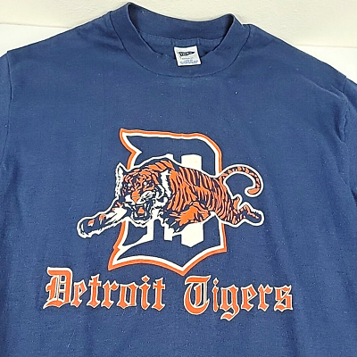 #ad Detroit Tigers Large Vintage Tee Shirt TRENCH Single Stitch Baseball Tee MLB $39.99