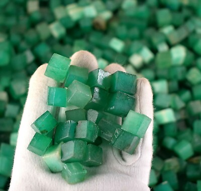 #ad Natural Cube Square Shape Colombian Green Emerald Gemstone Rough Lot GH288 $319.39