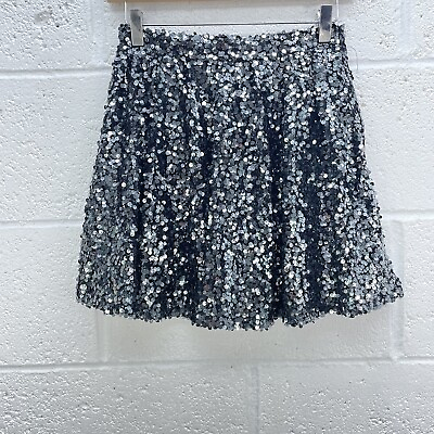 #ad GOLDIE SILVER SEQUIN FRILL SHORTS PARTY SHINY BLACK Y2K UK XS GBP 17.49