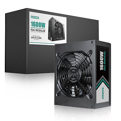 #ad GPNE 1600W ATX Computer Case Power Supply Gaming Fully Modular PC PSU 140mm Fan $129.99