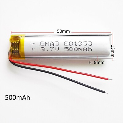 #ad #ad 500mAh 801350 3.7V Lithium Polymer LiPo Rechargeable Battery US STOCK Free Ship $8.99