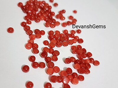 #ad 3MM Top NaturaI Italian Red Coral Round Cabochon Loose Gemstones Jewelry Making $149.95