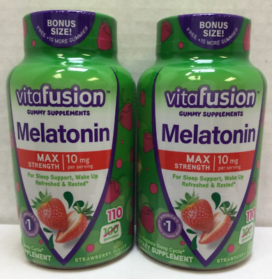 #ad 2x Melatonin Gummies 10mg Extra Strength Natural Sleep Aid 110 Gummies 6 2024 $14.99