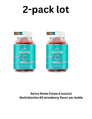 #ad 2 pk lot Biotin Gummies with 5000mcg Hair Multivitamin for Women 60 gummies x2 $31.96