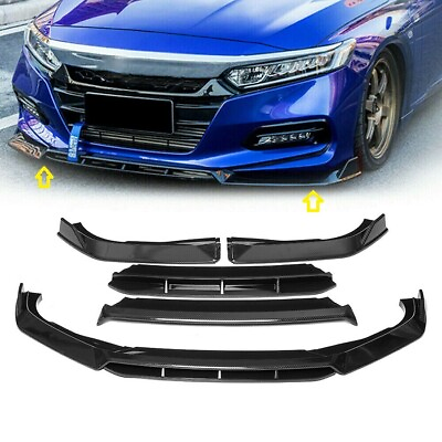 #ad For 18 20 Accord 4Pcs Carbon Fiber Painted Sport Style Front Bumper Lip Spoiler $55.89