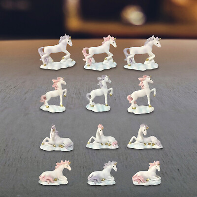 #ad 12 Piece Cute Unicorn 2quot;W Mini Purple and Pink Unicorn on Cloud Figurine Set $58.98