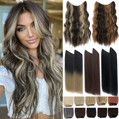 #ad US One Piece Secret Wire Hair Extension Hidden Wire Invisible Headband Highlight $13.40