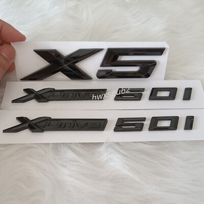 #ad 3x Gloss Black X5 XDrive 50i Car Emblem Trunk Lid Performance Side Badge $25.69