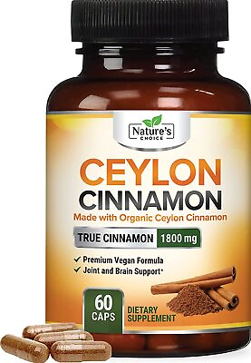 #ad Organic Ceylon Cinnamon Capsules 1800mg Highest Potency Blood Sugar Support $13.52