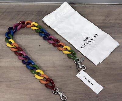 #ad COACH CP895 Rainbow Resin Chain Shoulder Strap Multicolored Links $128.00