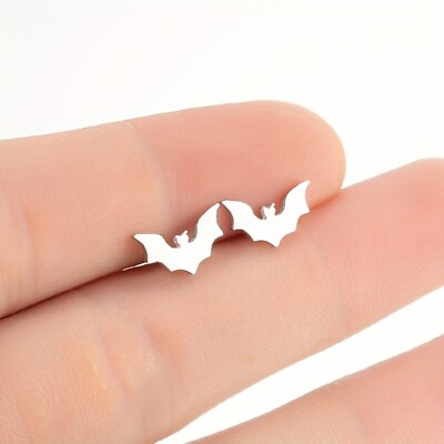 #ad Fashion Stainless Steel Bat Animal Stud Earrings Men Women Party Jewelry Gift C $0.99
