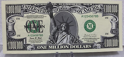 #ad * Statue Of Liberty Million Dollars Lot Of 2 1000000 Novelty Dollar Bills $1.99